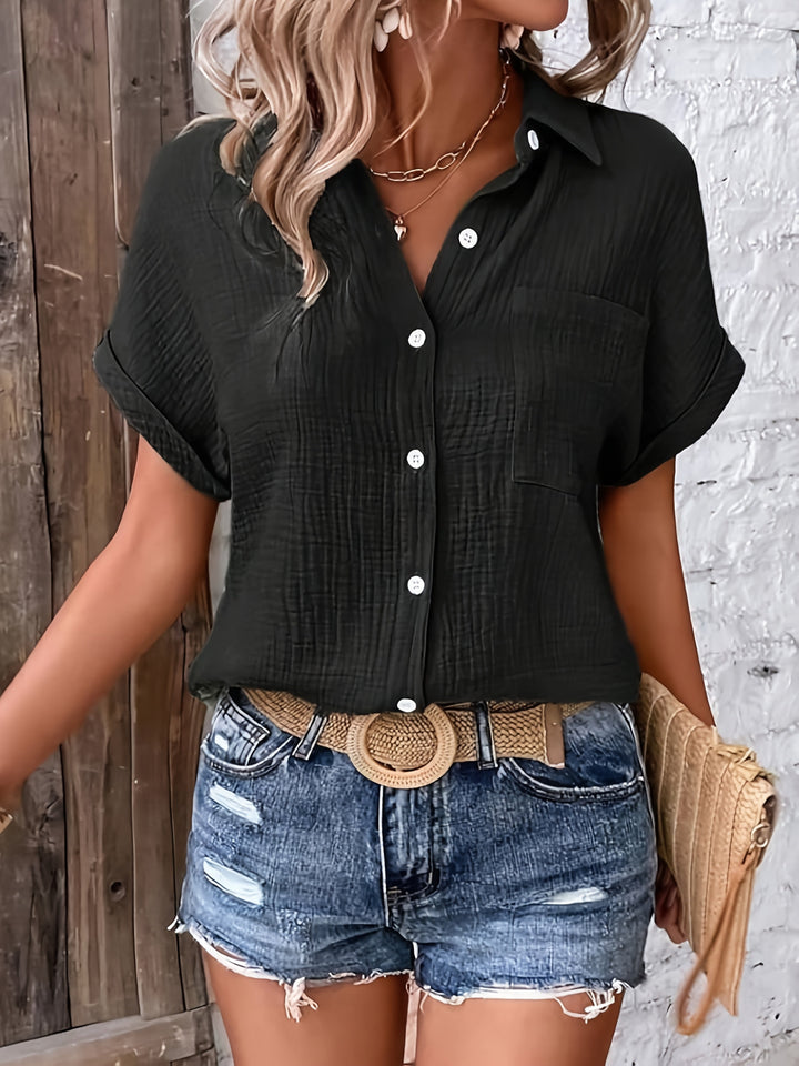 Emery | Textured Button-Up Summer Blouse