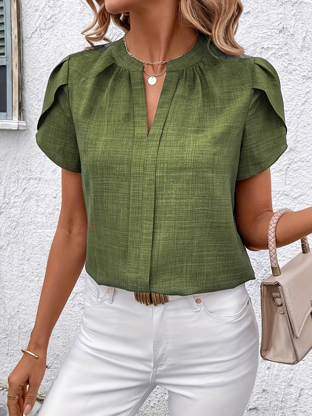 Delilah | Petal Sleeve V-Neck Blouse