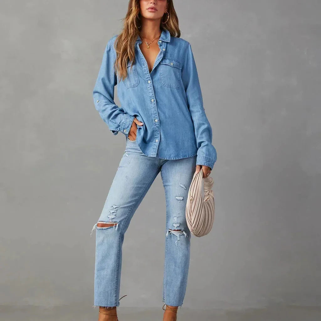 Aria Denim Button-Up