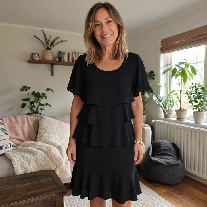 Margaret | Elegant Comfort Ruffle Dress Long Sleeve