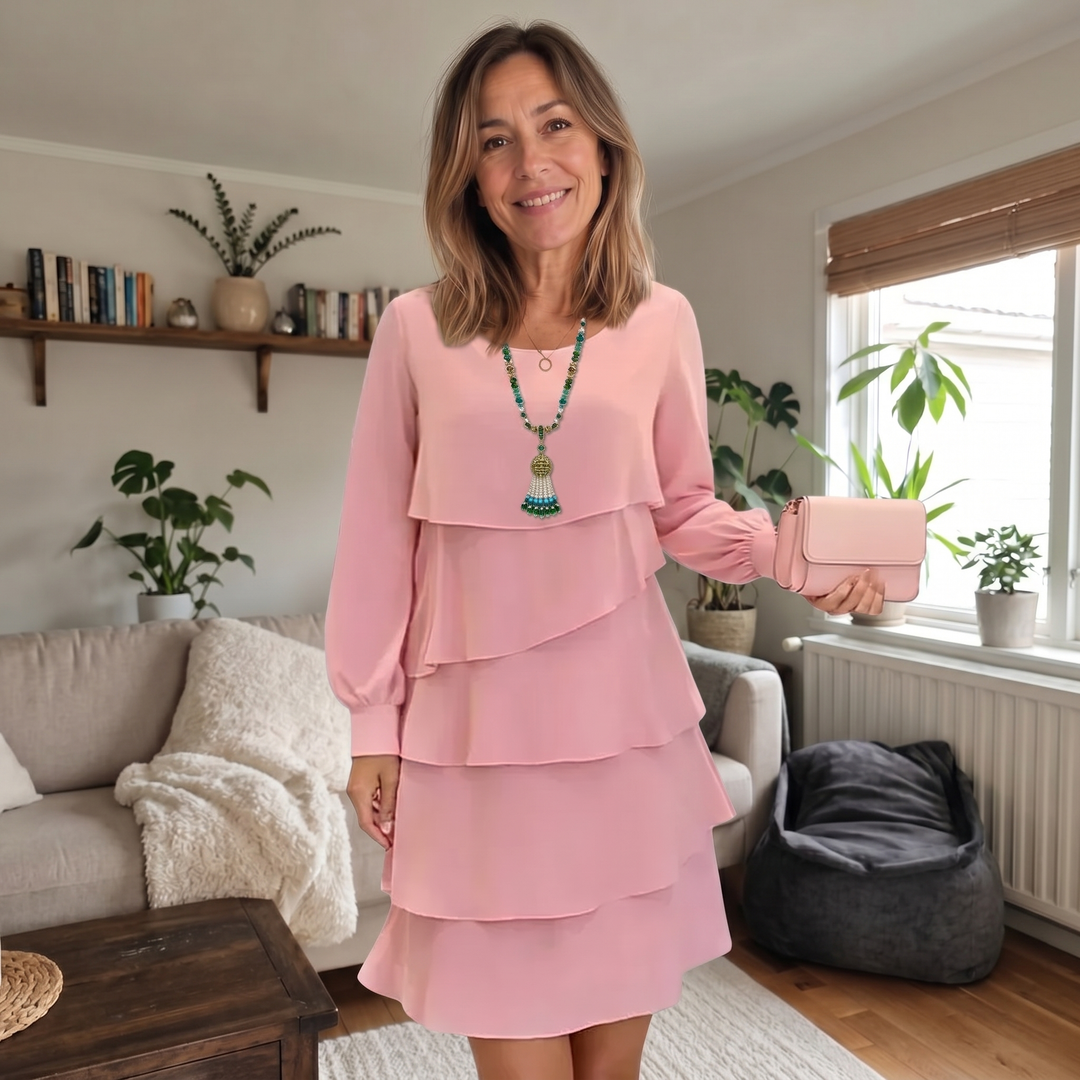 Margaret | Elegant Comfort Ruffle Dress Long Sleeve