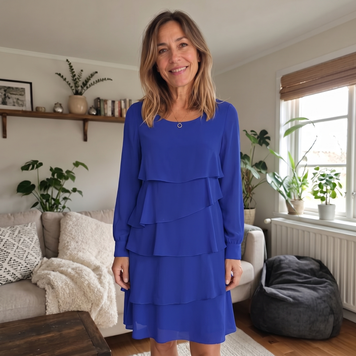 Margaret | Elegant Comfort Ruffle Dress Long Sleeve